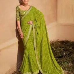 Women Leheriya Print Georgette Saree-image-28