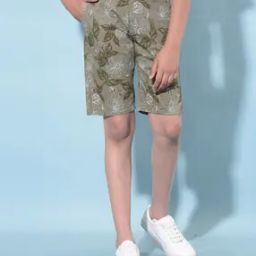 Boys Floral Print Regular Fit Flat-Front Shorts-image-66