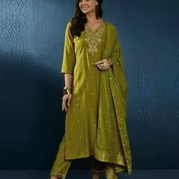 shewill Women Embroidered Straight Kurta Pants Set with Dupatta-picture-12