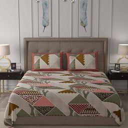 Geometric Print King Bedsheet with Pillow Covers-24