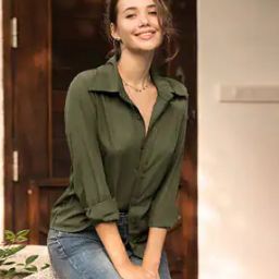 Women Regular Fit Shirt with Spread Collar-picture-28