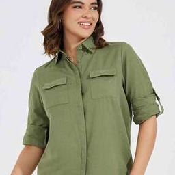 Women Regular Fit Shirt with Roll-Up Sleeves-image-59