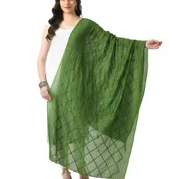Women Geometric Pattern Dupatta with Tassels-4
