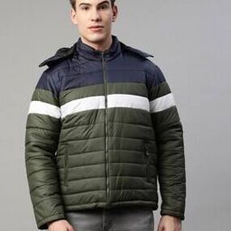 Colourblock Puffer Jacket with Detachable Hood-11