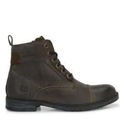 mondain Men Lace-Fastening Flat Heeled Boots with Round Toes-picture-10