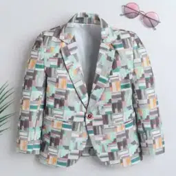 Boys Abstract Lapel Neck Blazer-picture-15
