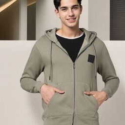 Zip-Front Hoodie with Split Kangaroo Pocket-picture-13
