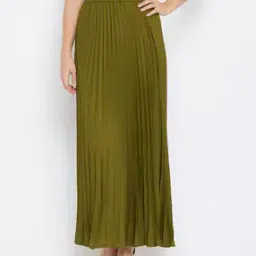 Pleated A-Line Skirt with Elasticated Waistband-image-24