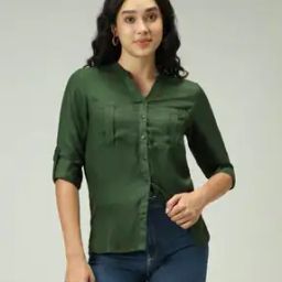 Women Slim Fit Shirt with Patch Pockets-image-33