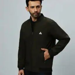 Men Regular Fit Zip-Front Bomber Jacket with Zipper Pockets-picture-5