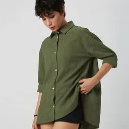 mystere paris Women Oversized Fit Shirt with Cutaway Collar-picture-28