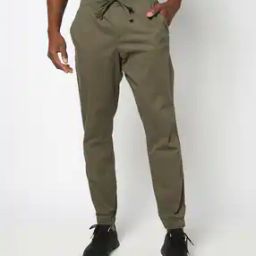 Men Solid Regular Fit Woven Joggers with Drawstrings-picture-24