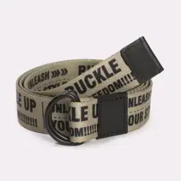 Men Typographic Print Webbed Belt with D-Ring-3