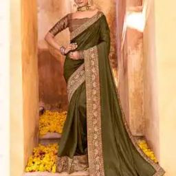 Silk Saree with Contrast Border-image-7