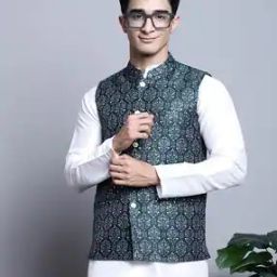 Printed Sleeveless Nehru Jacket-image-18