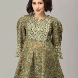 Printed Round-Neck Dress-image-56