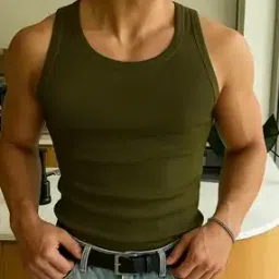 Men Ribbed Round-Neck Vest-picture-44