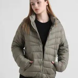 Puffer Jacket with Hoodie & Front Zip Closure-picture-25