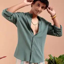 Men Slim Fit Mandarin-Collar Shirt-picture-16