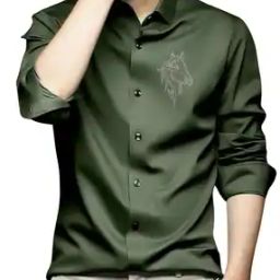 Men Horse Print Regular Fit Satin Shirt-image-54