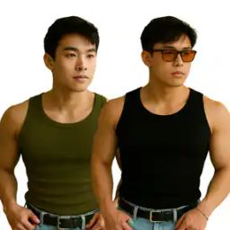 Men Pack of 2 Ribbed Regular Fit Vests-picture-13