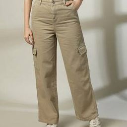 Women High-Rise Wide-Leg Jeans with Cargo Pockets-image-64