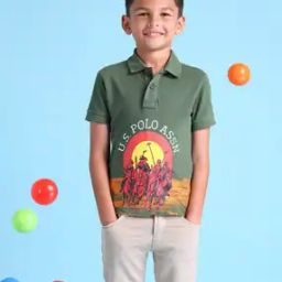 Boys Graphic Print Regular Fit Cotton Polo T-Shirt-image-45
