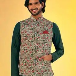 Men Regular Fit Nehru Jacket with Patch Pockets-10