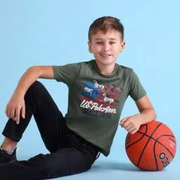 u.s. polo assn. Boys Graphic Print Regular Fit Cotton Crew-Neck T-Shirt-picture-34