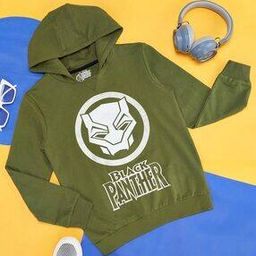 Boys Black Panther Print Regular Fit Hoodie-image-19