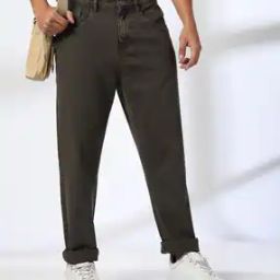 Men Lightly Washed Loose Fit Jeans-image-2
