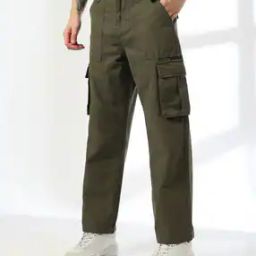 Men Flat-Front Relaxed Fit Cargo Pants-image-60