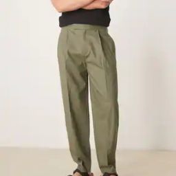 Oversized Tapered Fit Pleat-Front Trousers-image-55