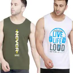 Men Pack of 2 Typographic Print Sleeveless Vests-picture-11