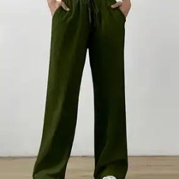 Women Loose Fit Flat-Front Trousers-image-29