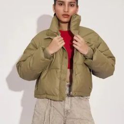 Women Regular Fit Puffer Jacket with Zipper Pockets-image-33