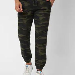 Men Camouflage Relaxed Fit Flat-Front Jogger Pants-image-46
