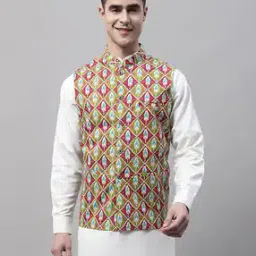 Geomartric Print Nehru Jacket-36