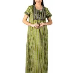 Striped Round-Neck Long Nightie-picture-13