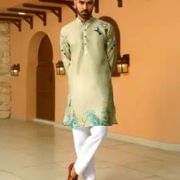 Men Printed Regular Fit Long Kurta-image-43