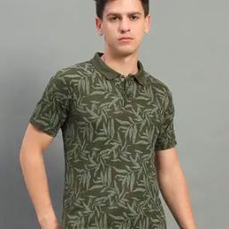 Men Leaf Print Regular Fit Polo T-Shirt-image-20