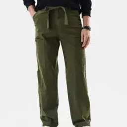 Men Loose Fit Cargo Pants with Drawstring-image-60