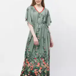 Floral Print V-Neck Kaftan-picture-15