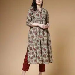 Women Floral Print Flared Kurta-image-29