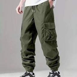 Men Baggy Fit Cargo Pants with Flap Pockets-image-45