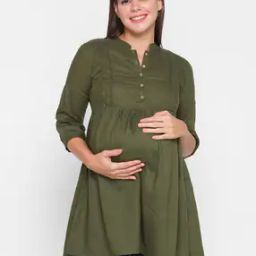 Band Collar Solid Maternity Top-image-44