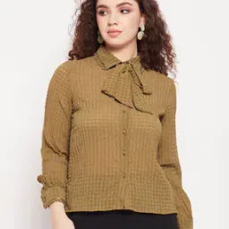 madame Checked Shirt with Pussy Bow-picture-10