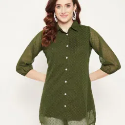 Embroidered Tunic with Collar Neck-image-28