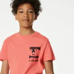 Boys Skate Print Relaxed Fit Round-Neck Pure Cotton T-Shirt-picture-51