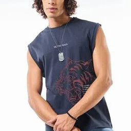 bewakoof Graphic Cotton Sleeveless Vest-picture-16
